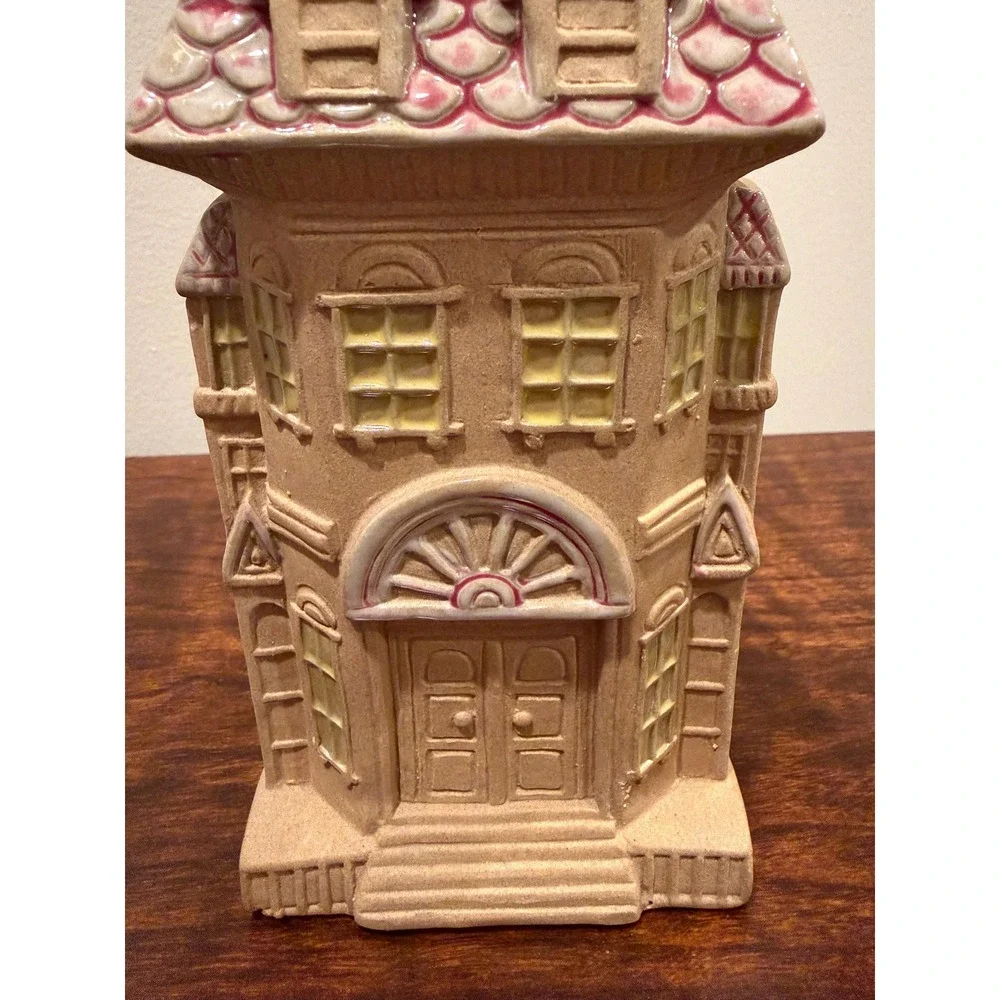 Vintage Stoneware Victorian House Wall Pocket Vase, Creative Decorative Company